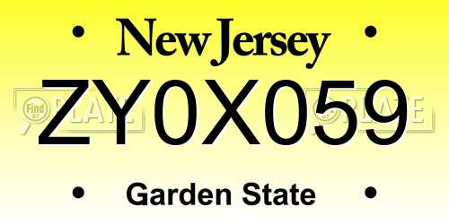 ZY0X059 New Jersey License Plate
