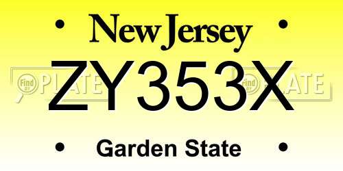 ZY353X New Jersey License Plate