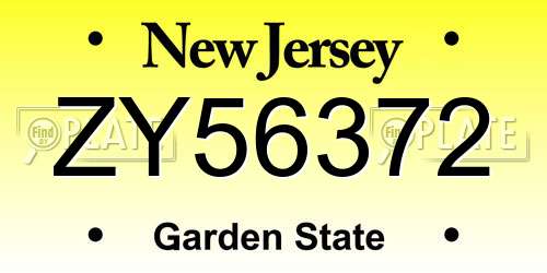 ZY56372 New Jersey License Plate