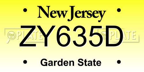 ZY635D New Jersey License Plate