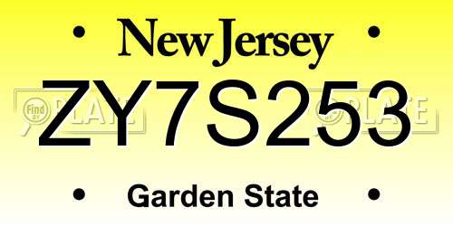 ZY7S253 New Jersey License Plate