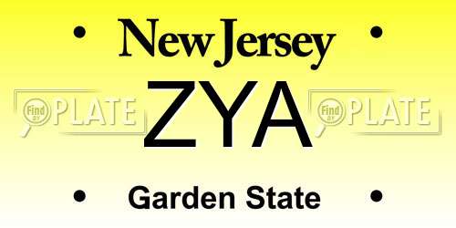 ZYA New Jersey License Plate