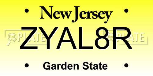 ZYAL8R New Jersey License Plate