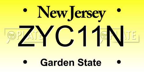 ZYC11N New Jersey License Plate
