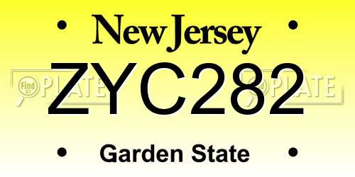 ZYC282 New Jersey License Plate