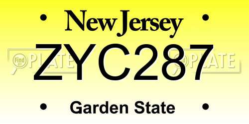 ZYC287 New Jersey License Plate