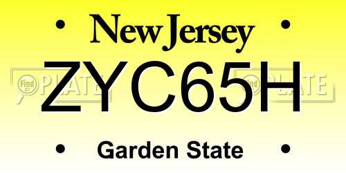 ZYC65H New Jersey License Plate