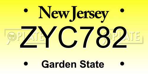 ZYC782 New Jersey License Plate