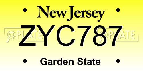 ZYC787 New Jersey License Plate