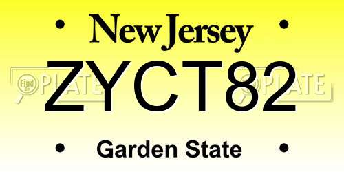 ZYCT82 New Jersey License Plate