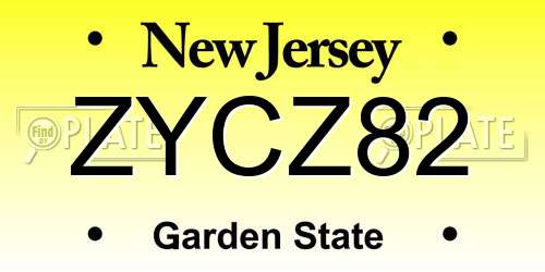 ZYCZ82 New Jersey License Plate
