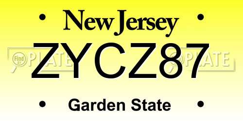 ZYCZ87 New Jersey License Plate