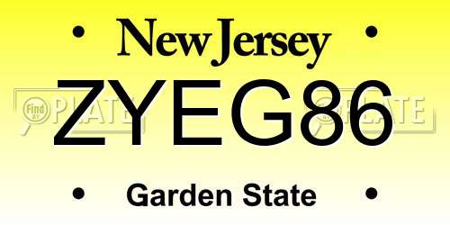 ZYEG86 New Jersey License Plate