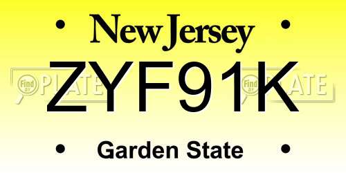 ZYF91K New Jersey License Plate