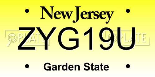 ZYG19U New Jersey License Plate
