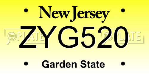 ZYG520 New Jersey License Plate