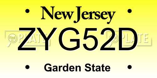 ZYG52D New Jersey License Plate