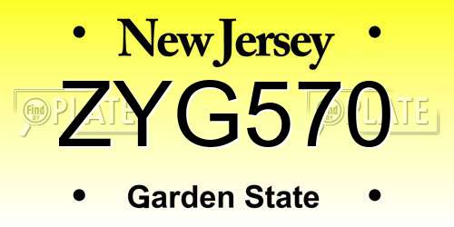 ZYG570 New Jersey License Plate