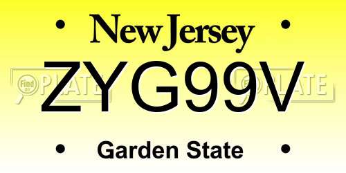 ZYG99V New Jersey License Plate