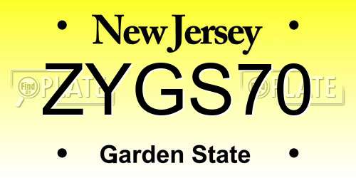 ZYGS70 New Jersey License Plate
