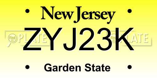 ZYJ23K New Jersey License Plate