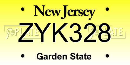 ZYK328 New Jersey License Plate