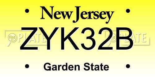 ZYK32B New Jersey License Plate