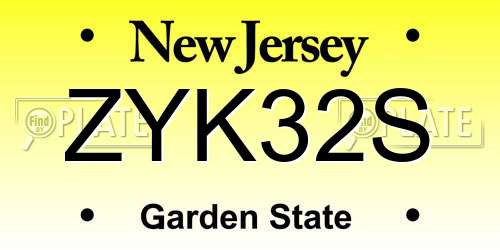 ZYK32S New Jersey License Plate