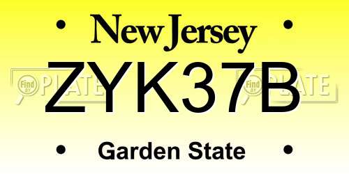 ZYK37B New Jersey License Plate