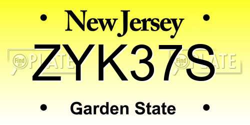 ZYK37S New Jersey License Plate