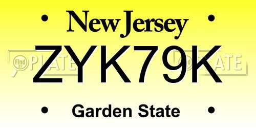ZYK79K New Jersey License Plate