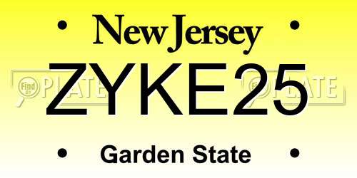 ZYKE25 New Jersey License Plate