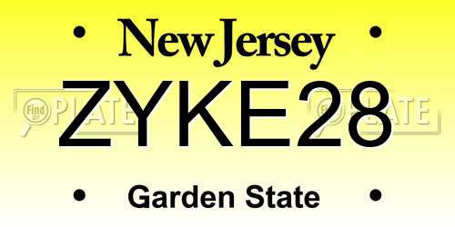 ZYKE28 New Jersey License Plate