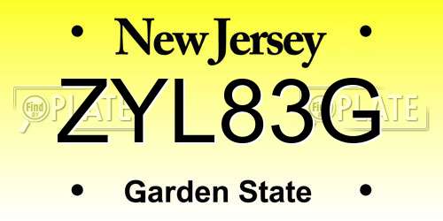 ZYL83G New Jersey License Plate