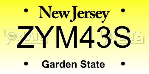ZYM43S New Jersey License Plate