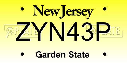 ZYN43P New Jersey License Plate