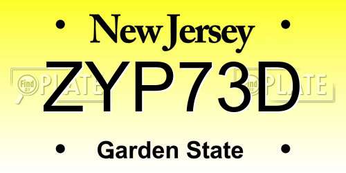 ZYP73D New Jersey License Plate
