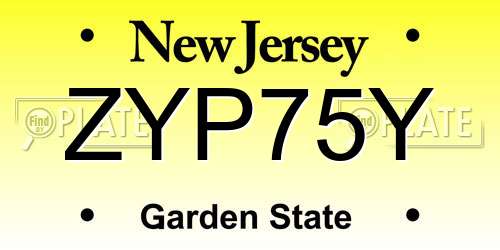 ZYP75Y New Jersey License Plate