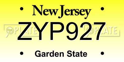 ZYP927 New Jersey License Plate