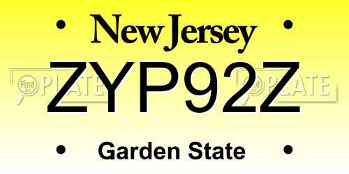 ZYP92Z New Jersey License Plate