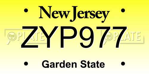 ZYP977 New Jersey License Plate