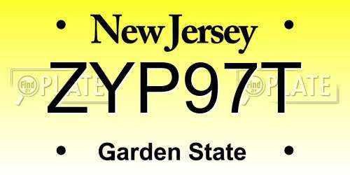 ZYP97T New Jersey License Plate