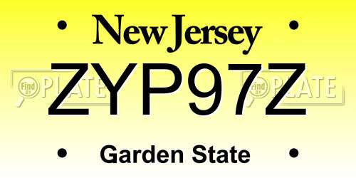 ZYP97Z New Jersey License Plate