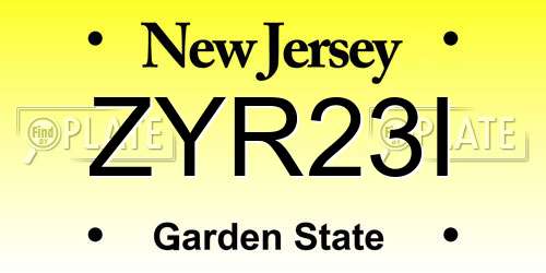 ZYR23I New Jersey License Plate