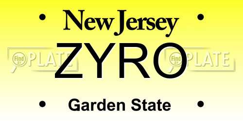 ZYRO New Jersey License Plate