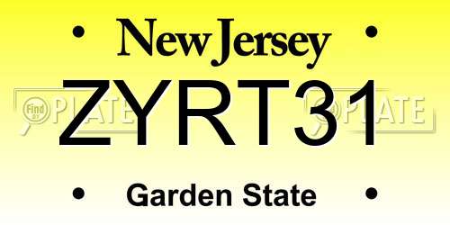 ZYRT31 New Jersey License Plate