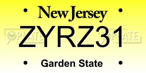 ZYRZ31 New Jersey License Plate