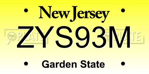ZYS93M New Jersey License Plate