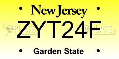 ZYT24F New Jersey License Plate