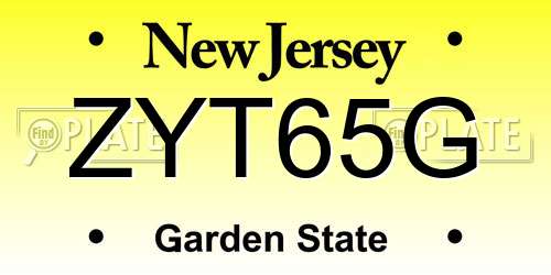 ZYT65G New Jersey License Plate